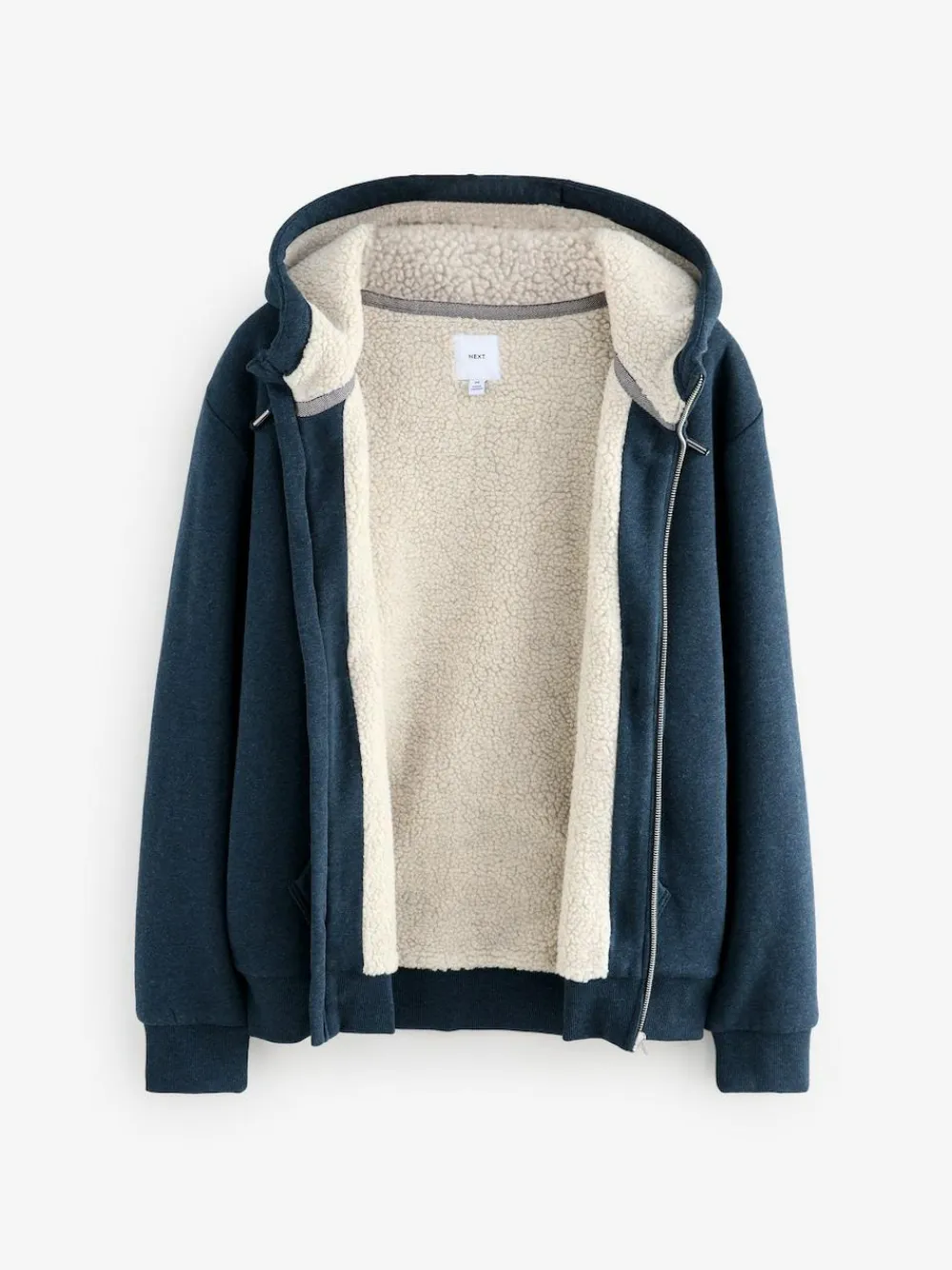 Best Next Borg Fleece Lined Full Zip Hoodie Navy Blue
