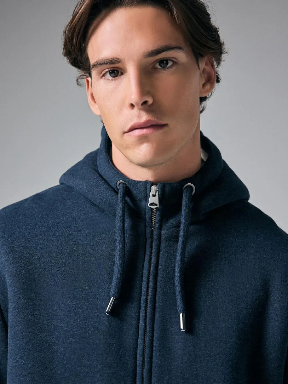 Best Next Borg Fleece Lined Full Zip Hoodie Navy Blue