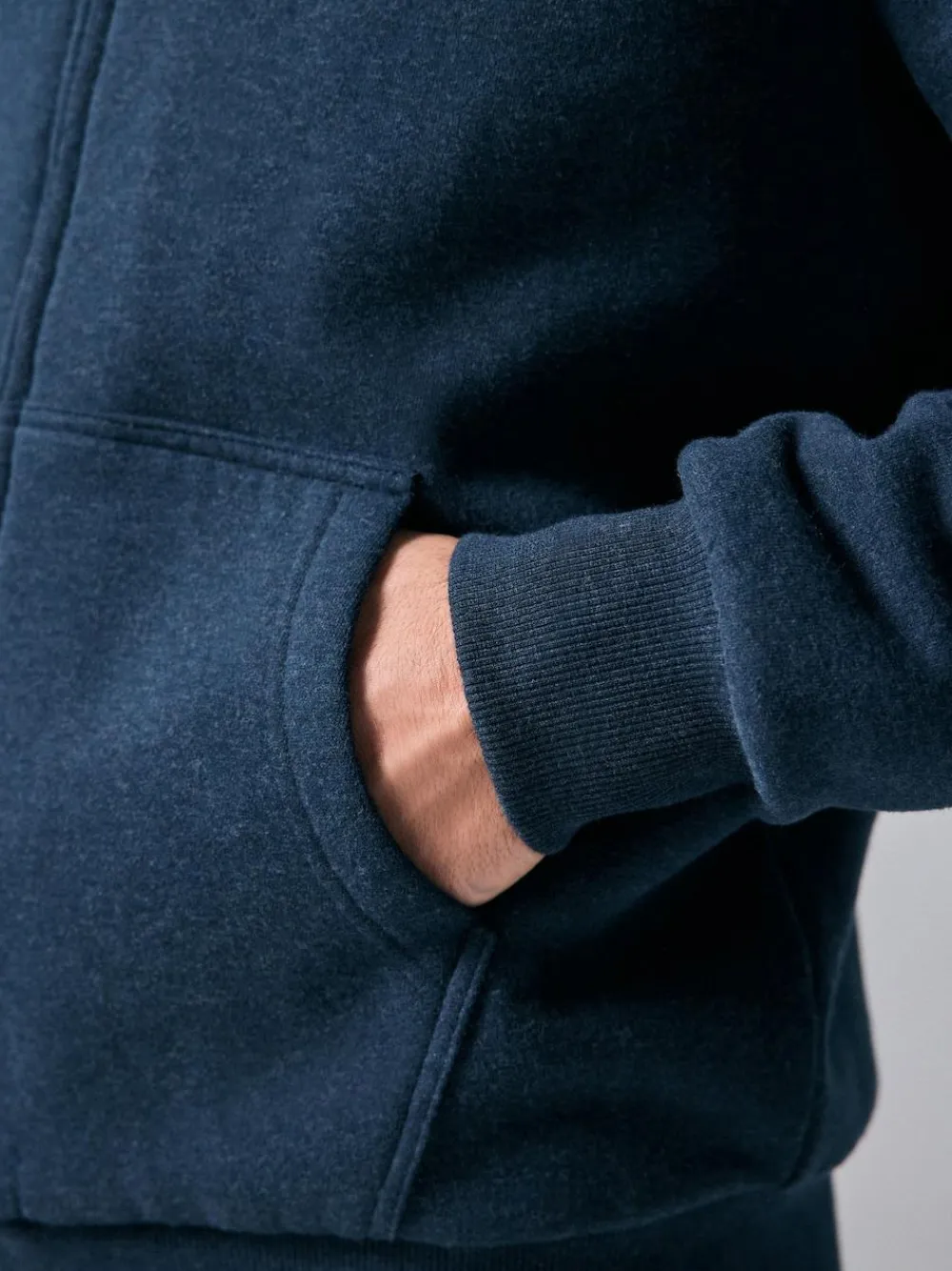 Best Next Borg Fleece Lined Full Zip Hoodie Navy Blue