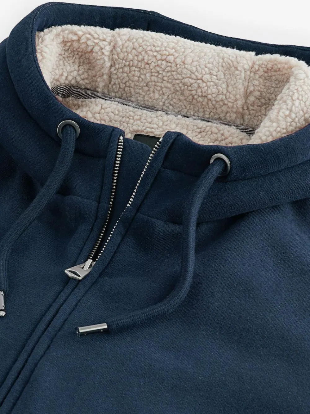 Best Next Borg Fleece Lined Full Zip Hoodie Navy Blue