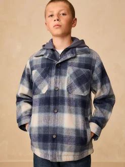 Next Borg Lined Hooded Check Shacket (3-16yrs)^BOY Shirts