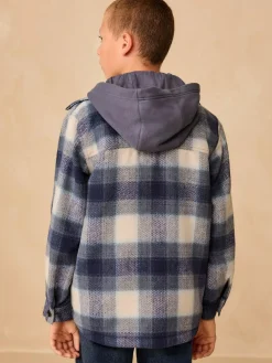 Next Borg Lined Hooded Check Shacket (3-16yrs)^BOY Shirts