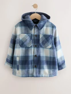 Next Borg Lined Hooded Check Shacket (3-16yrs)^BOY Shirts