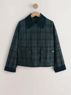 Next Navy Blue Check Hertiage Cord Collar Jacket^Women Coats & Jackets|Coats & Jackets