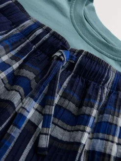 Next Navy Blue Check Short Sleeve Pyjamas Set^ Pyjamas