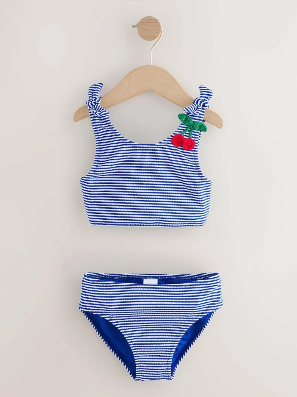 Outlet Next Bikini (3-16yrs) Navy Blue Cherry Stripe Crinkle