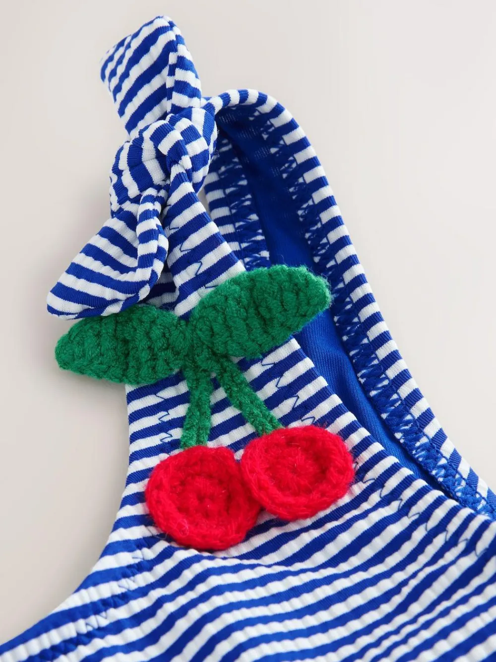 Outlet Next Bikini (3-16yrs) Navy Blue Cherry Stripe Crinkle