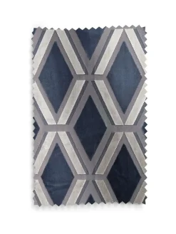 Next Navy Blue Collection Luxe Heavyweight Geometric Lined Cut Velvet Blackout/Thermal Eyelet Curtains