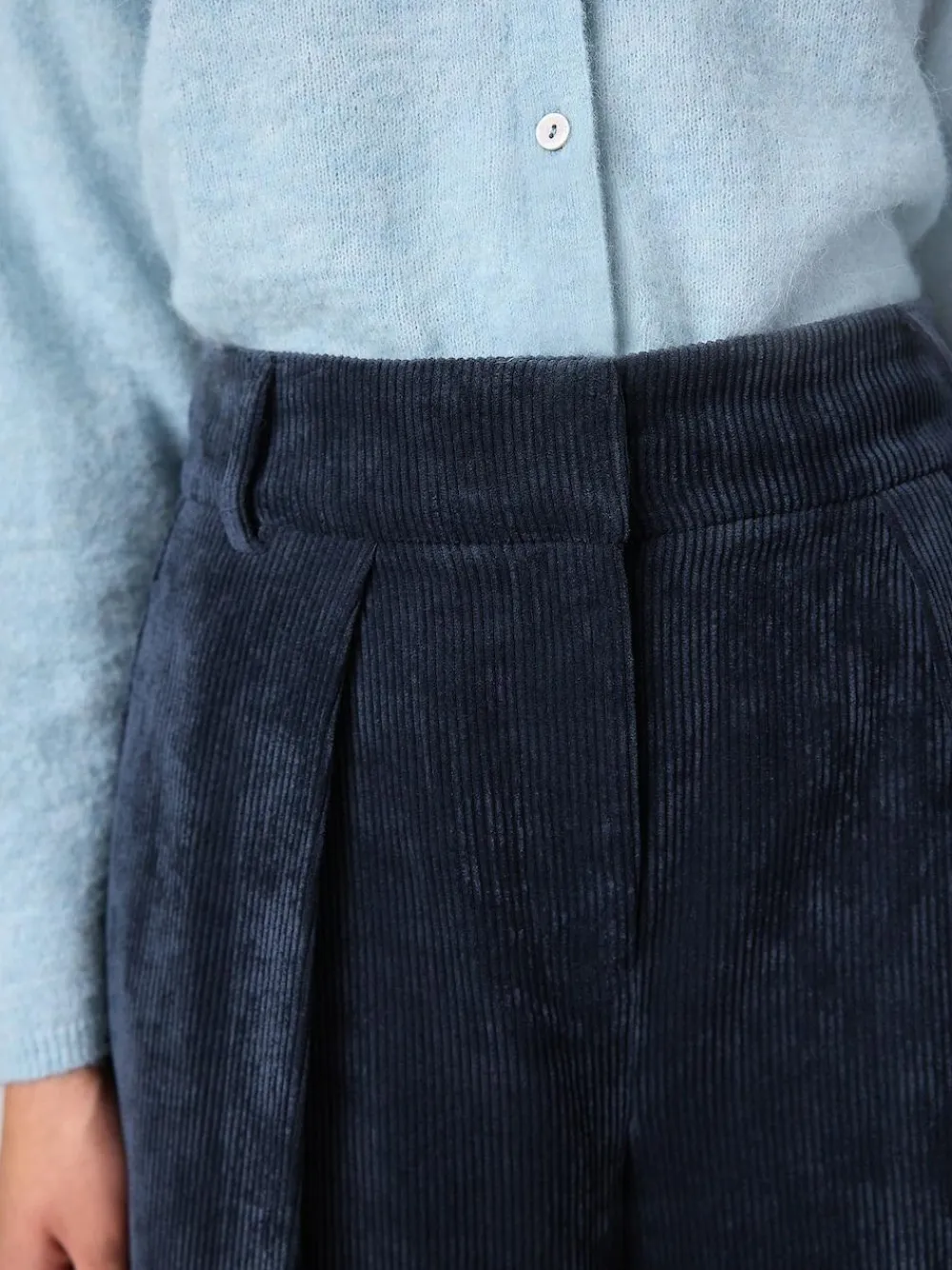 New Next Cord Wide Leg Trousers Navy Blue