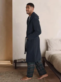 Outlet Next Corded Textured Dressing Gown Navy Blue