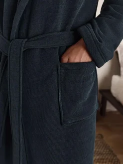 Outlet Next Corded Textured Dressing Gown Navy Blue