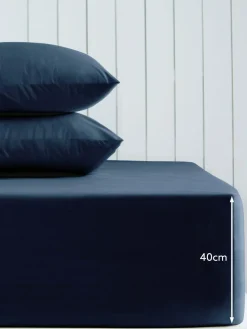 Discount Next Navy Blue Cotton Rich Extra Deep Fitted Bed Sheet
