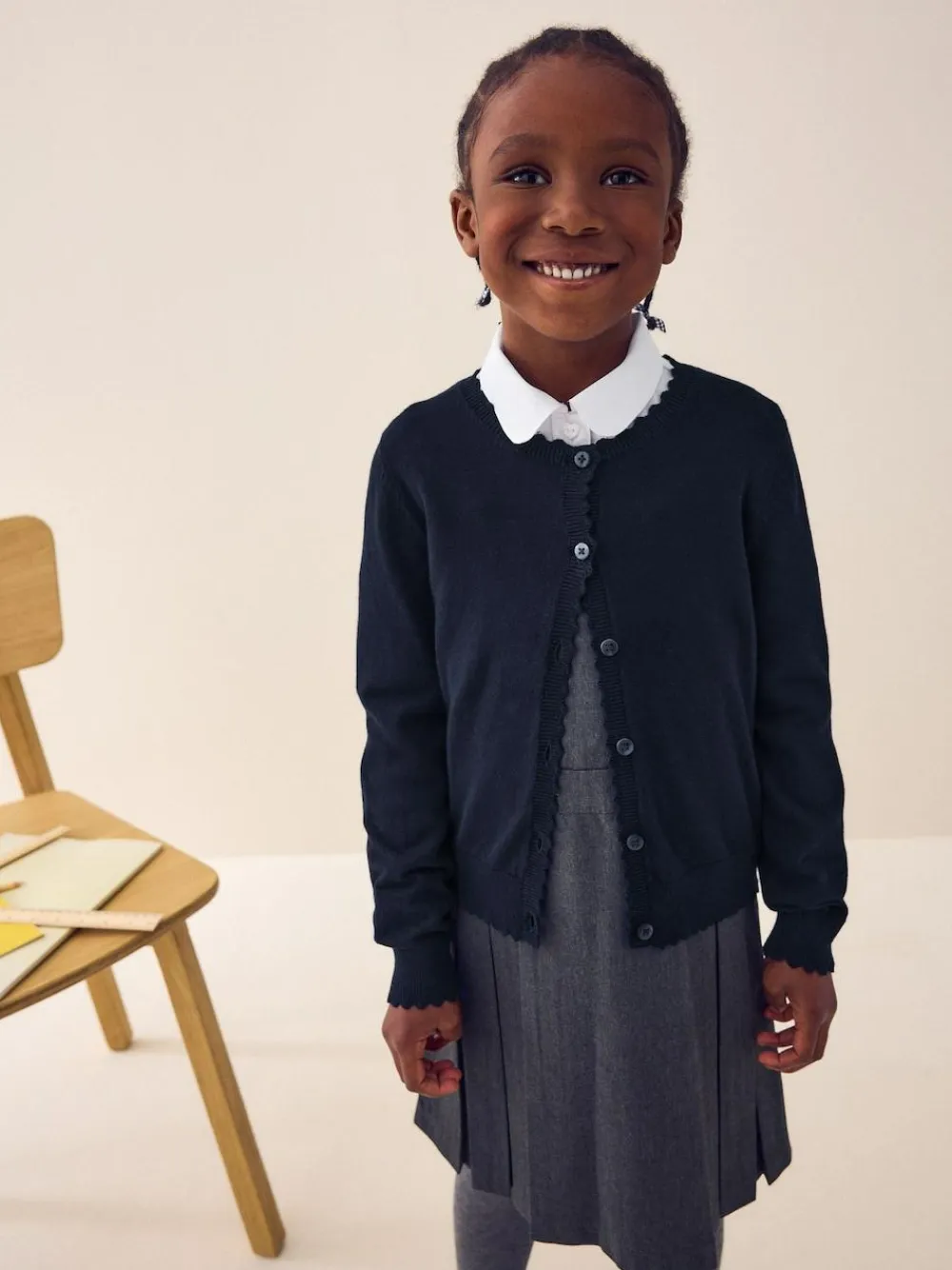 Next Cotton Rich Scalloped Edge School Cardigan (3-16yrs)^ Knitwear & Sweaters|Knitwear