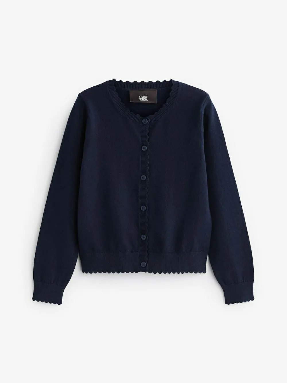 Next Cotton Rich Scalloped Edge School Cardigan (3-16yrs)^ Knitwear & Sweaters|Knitwear