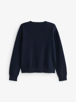 Next Cotton Rich Scalloped Edge School Cardigan (3-16yrs)^ Knitwear & Sweaters|Knitwear