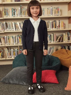 Next Navy Blue Cotton Rich School V-Neck Cardigan (3-16yrs)^ Knitwear & Sweaters|Knitwear