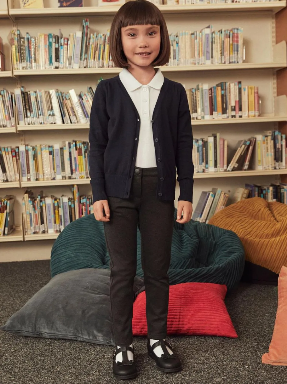 Next Navy Blue Cotton Rich School V-Neck Cardigan (3-16yrs)^ Knitwear & Sweaters|Knitwear