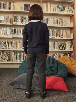 Next Navy Blue Cotton Rich School V-Neck Cardigan (3-16yrs)^ Knitwear & Sweaters|Knitwear