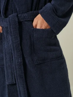 Next Navy Blue Cotton Towelling Dressing Gown^ Bathrobe