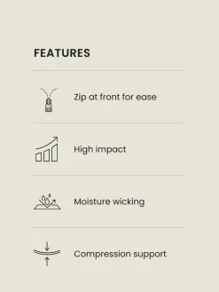 Outlet Next DD+ Active Sports Zip Front Dry Tech High Impact Bra Navy Blue