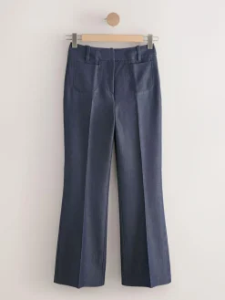 Hot Next Navy Blue Denim Look Slim Flare Trousers
