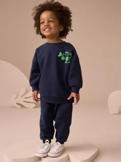 Next Single Printed Crew Neck Sweat Top & Joggers Set (3mths-7yrs)^BOY Sweatshirts & Hoodies|Sweatshirts & Hoodies