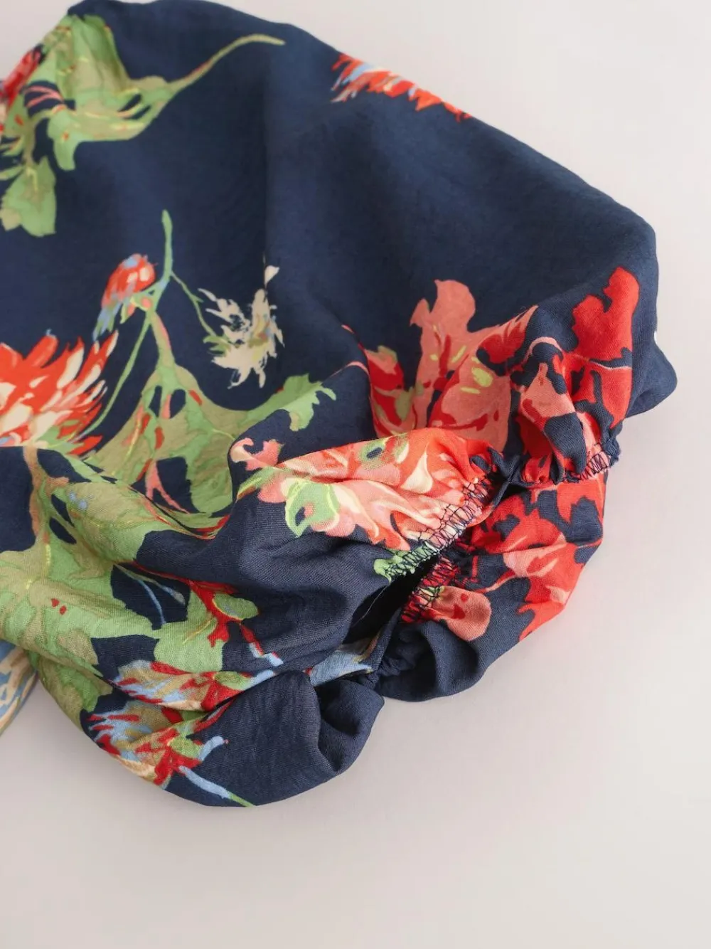 Best Next Print Puff Sleeve Midi Dress Navy Blue Floral