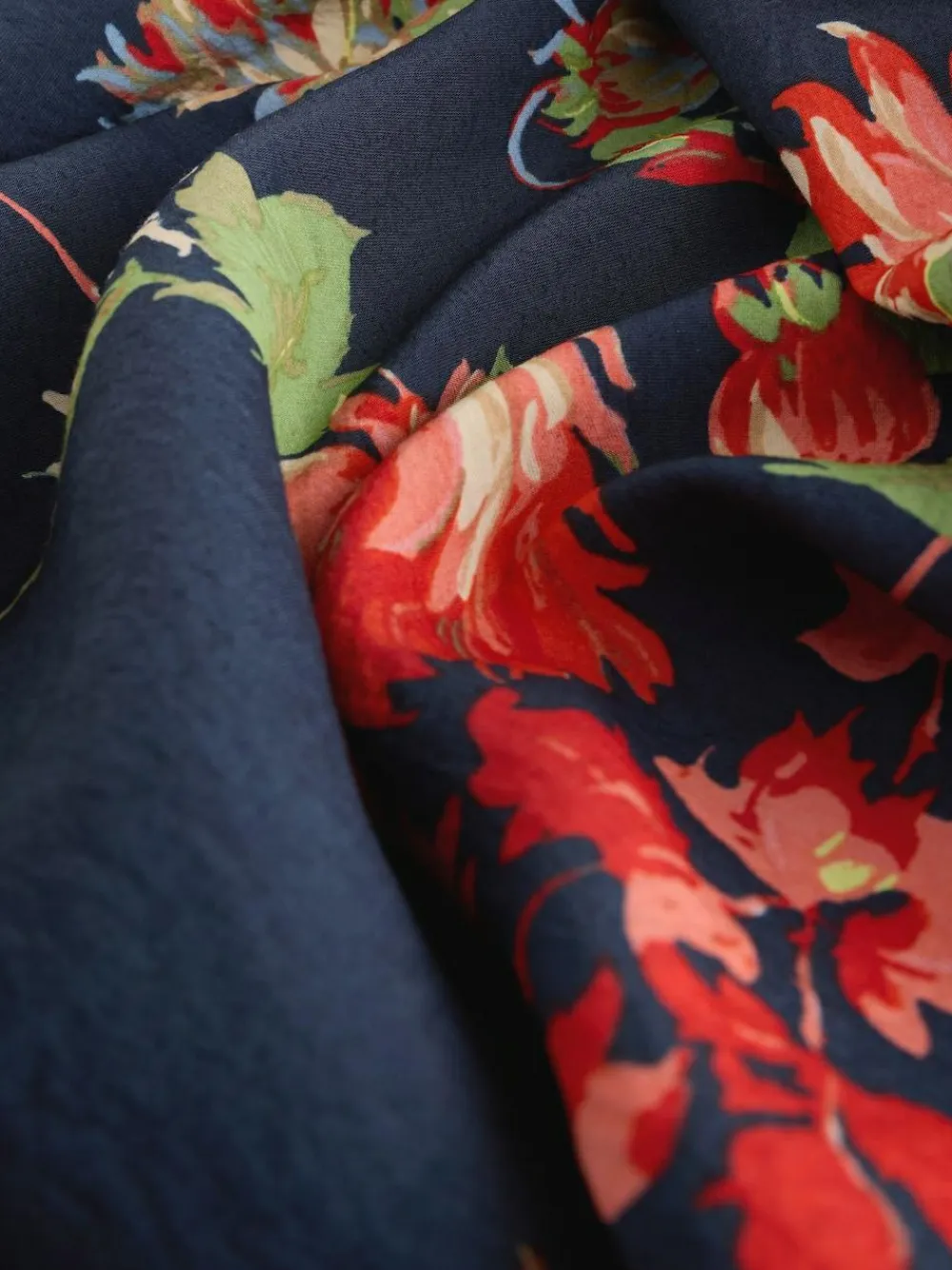 Best Next Print Puff Sleeve Midi Dress Navy Blue Floral