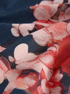 Next Navy Blue Floral Shaping Tummy Control Bandeau Swimsuit^Women Swimwear