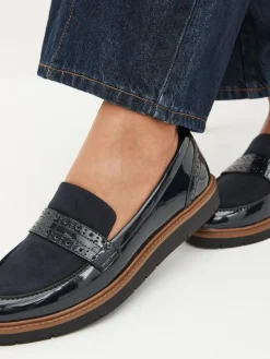 New Next Forever Comfort® Brogue Loafers Navy Blue