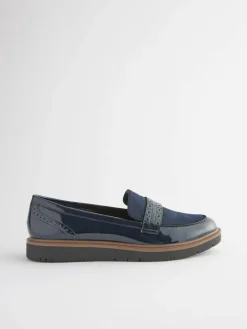 New Next Forever Comfort® Brogue Loafers Navy Blue