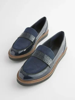New Next Forever Comfort® Brogue Loafers Navy Blue