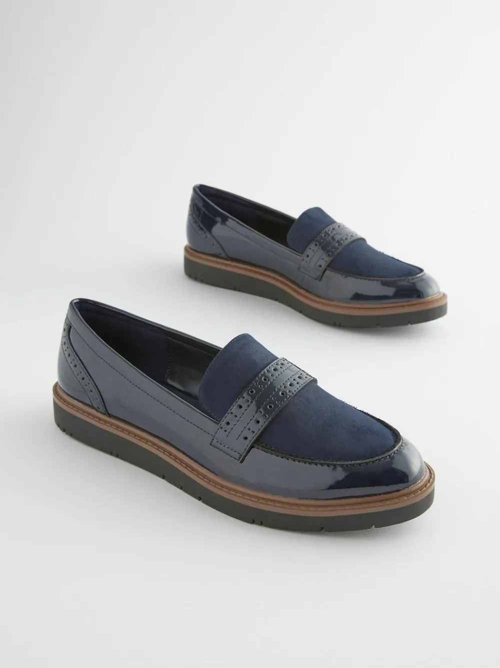 New Next Forever Comfort® Brogue Loafers Navy Blue