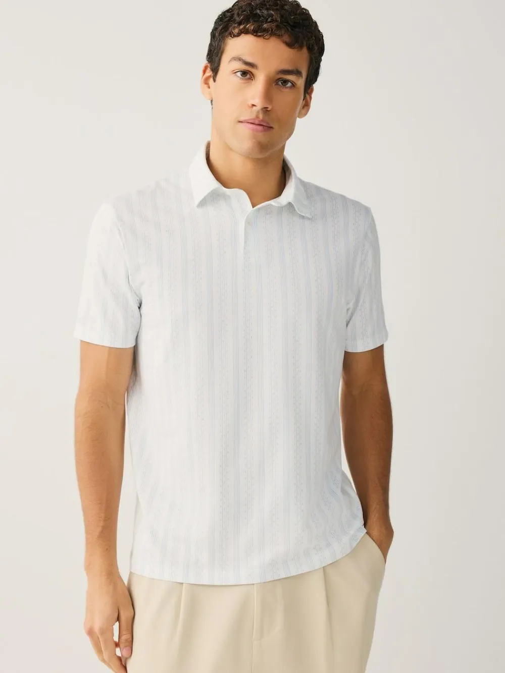 Next Navy Blue Geo Regular Fit Short Sleeve Jersey Polo Shirts 3 Pack^ Tops & T-Shirts