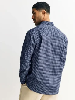 Hot Next Regular Fit N.Premium Long Sleeve Soft Touch Smart Shirt Navy Blue Gingham