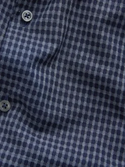 Hot Next Regular Fit N.Premium Long Sleeve Soft Touch Smart Shirt Navy Blue Gingham