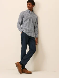 Clearance Next Navy Blue Gingham Regular Fit Easy Iron Button Down Oxford Shirt
