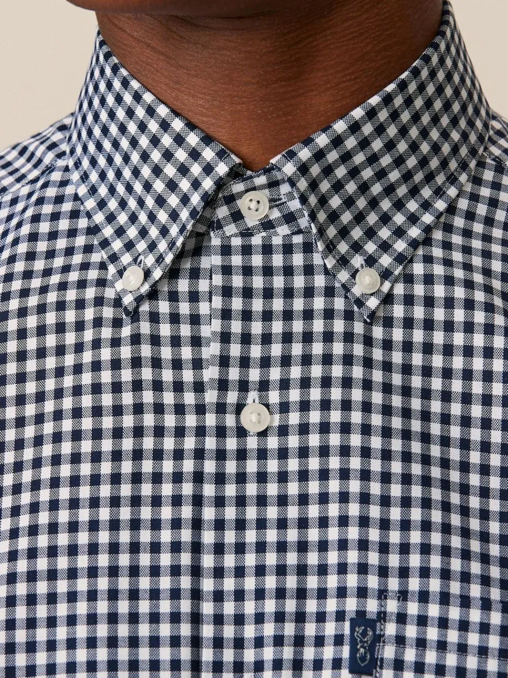 Clearance Next Navy Blue Gingham Regular Fit Easy Iron Button Down Oxford Shirt