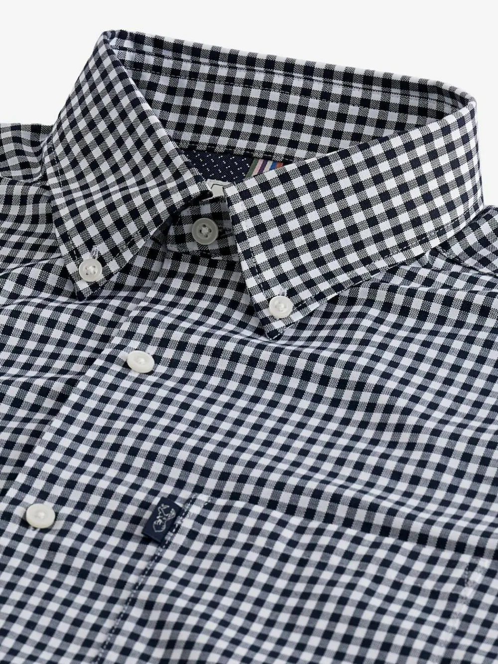 Clearance Next Navy Blue Gingham Regular Fit Easy Iron Button Down Oxford Shirt