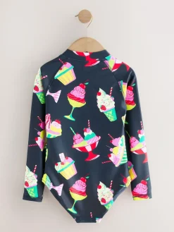 Clearance Next Navy Blue Ice Cream Long Sleeve Sunsafe Swimsuit (3mths-16yrs)