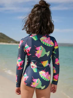 Clearance Next Navy Blue Ice Cream Long Sleeve Sunsafe Swimsuit (3mths-16yrs)
