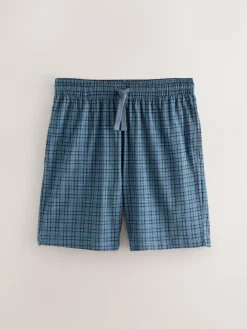 Next Navy Blue Jersey Check Pyjamas Shorts 2 Pack^ Nightwear|Pyjamas