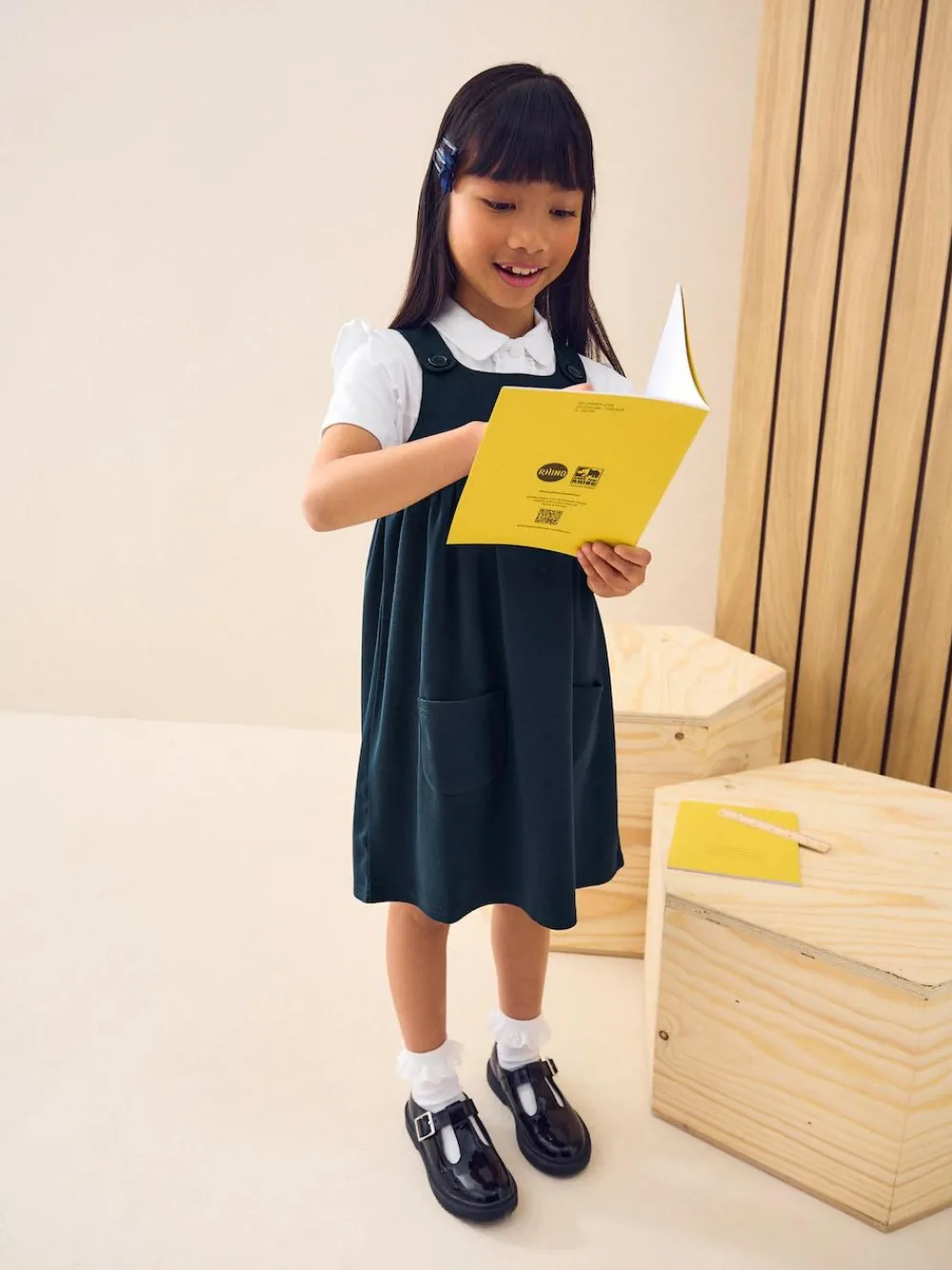 Sale Next Jersey Stretch Pinafore School Dress (3-14yrs) Navy Blue