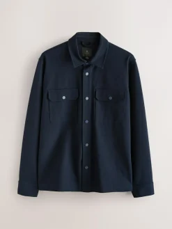 Next Navy Blue Jersey Twill Popper Shacket^ Occasionwear|Coats & Jackets