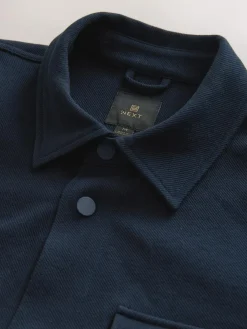 Next Navy Blue Jersey Twill Popper Shacket^ Occasionwear|Coats & Jackets