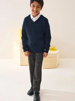 Best Next Navy Blue Knitted V-Neck School Jumper (3-16yrs)