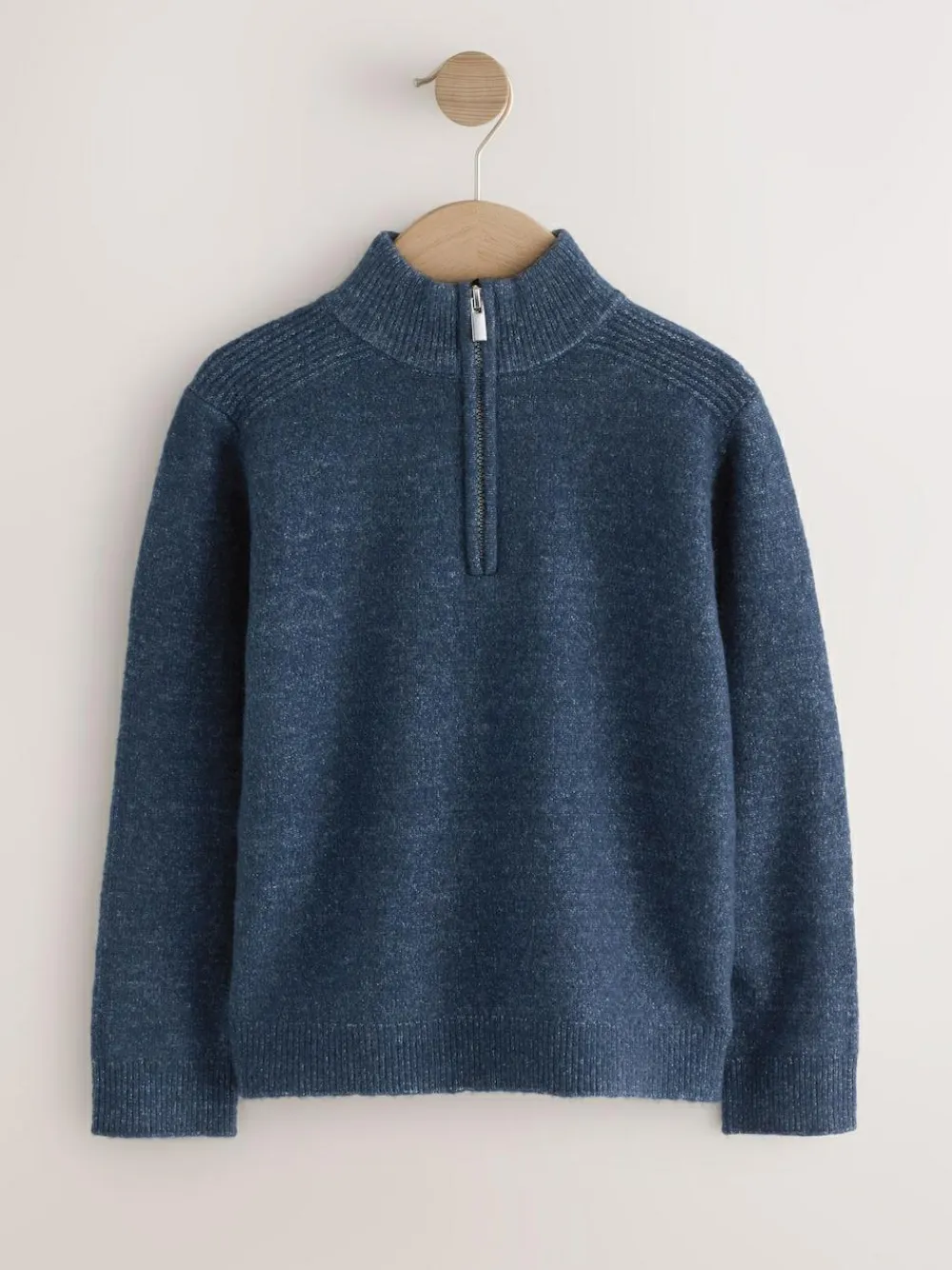 New Next Knitted Zip Neck Jumper (3-16yrs) Navy Blue