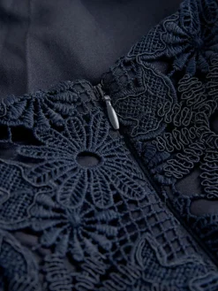 Next Navy Blue Lace Bandeau Midi Dress^Women Occasion Dresses|Midi Dresses