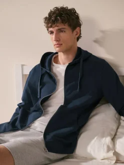 Hot Next Navy Blue Lightweight Zip Up Hoodie