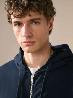 Hot Next Navy Blue Lightweight Zip Up Hoodie